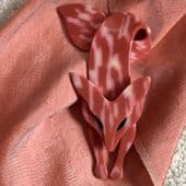 Lea Stein Fox Brooch in  Coral  Colours - Designer Fox Pin