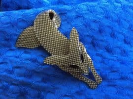 Lea Stein Fox Pin in Green with Sparkle Silver Fish Net Lace (SOLD)