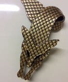 Lea Stein Fox Pin (Sold) Golden Caramel with Sparkle Black Fish Net Lace