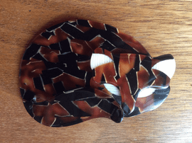 Lea Stein Gomina  Cat Brooch (SOLD) - Abstract Tortoiseshell Cat Pin