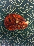 Lea Stein Gomina the Cat Brooch in Swirled Orange Marmalade Tones (SOLD)