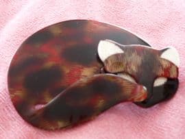 Lea Stein Gomina the Sleepy Cat Brooch in Fabulous Tortoiseshell Effect (Sold)
