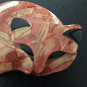 Lea Stein Gomina the Sleepy Cat Brooch - Unusual Golden, Orange Brown design (SOLD)