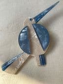 LEA STEIN  'GROSBEC' Great Beak Bird Brooch - in shades of Blue and White