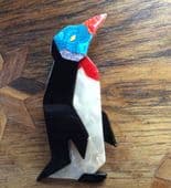 LEA STEIN King Penguin Brooch (SOLD) Blue Face, Red Beak and Bib an Flippers!