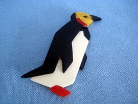 LEA STEIN King Penguin Brooch - Yellow face and Red Flippers! (Sold)
