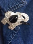 Lea Stein - Large Elephant Pin - Big Cream Elephant Brooch (Sold)