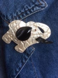 Lea Stein - Large Elephant Pin - Big Cream Elephant Brooch (Sold)