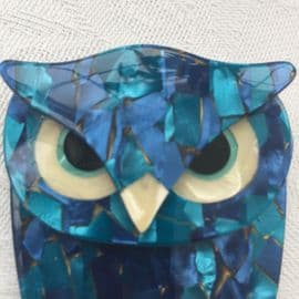 Lea Stein of Paris Brooch Buba The Owl Blue Owl Pin (SOLD)