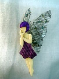 Lea Stein of Paris - Butterfly Wing Fairy Brooch in Purple Colours(SOLD)