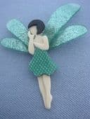 Lea Stein of Paris Green Fairy - Sparkly Dragonfly Shaped Wings  (SOLD)