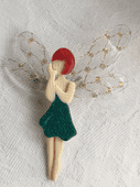 Lea Stein of Paris - Green Fairy - Sparkly Dragonfly Shaped Wings (SOLD)