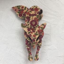 Lea Stein Paris - Retro Fox Brooch - Floral Print Pattern (SOLD)