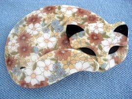 Lea Stein - Retro Floral Cat Brooch by Lea Stein of Paris (SOLD)
