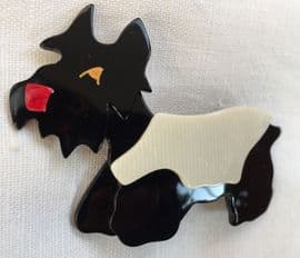 Lea Stein Terrier Dog - Kimdoo the Terrier - Black Dog - Cream Jacket (SOLD)