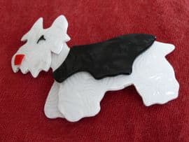 Lea Stein Terrier Dog - Kimdoo the Terrier - white Dog - Black Jacket (SOLD)