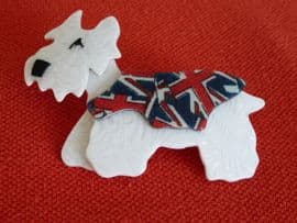 Lea Stein Terrier Dog - Rare Kimdoo the Terrier in Patriotic Union Jack Flag Jacket SOLD
