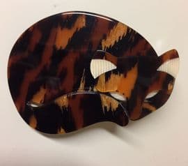 Lea Stein Tortoiseshell Sleepy Cat Brooch SOLD