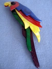 Lea Stein - Tropical Parrrot Brooch by Lea Stein of Paris (SOLD)