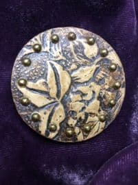 Leather Studded Button with Metal Back 19th Century