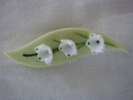 Lily of the Valley Brooch 1940s Green and White Lucite (SOLD)