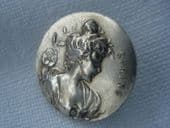 Little Art Nouveau American Silver Button - Spring