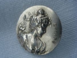 Little Art Nouveau American Silver Button - Spring