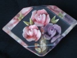 Lucite Brooch Pink and Purple Roses 1940's/1950's era reverse-carved Sold)