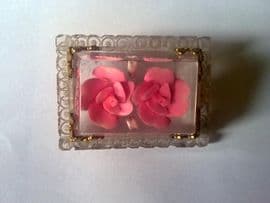 Lucite Brooch with Two Pink Roses - French 1940s (SOLD)