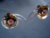 Lucite Floral Earrings - 1940's - 1950's Screw-On Earrings