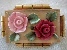 Lucite Roses Brooch on Metal Gallery-1930s to 1940s  (SOLD)