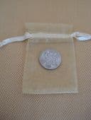 Lucky 'Silver' Sixpence in YELLOW Organza Bag