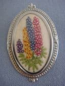 Lupins Pin - 1940s Hand embroidered Brooch (Sold)