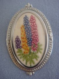 Lupins Pin - 1940s Hand embroidered Brooch (Sold)