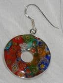 Millifiore Glass Donut Earrings on Silver Earwires (SOLD)