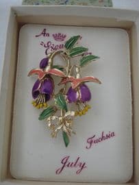 Mint and Boxed Fuchsia Flower Brooch Signed Exquisite 1960's (SOLD)
