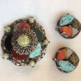 Miracle Brooch and Matching Earrings - Demi parure - Vintage