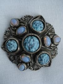 Miracle Brooch set with Faux Turquoise and Faux Opal (SOLD)