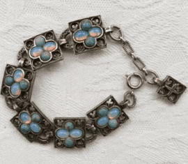 Miracle Celtic Faux Opal and Faux Turquoise Jewelled Bracelet - Vintage (SOLD)