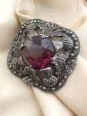 Miracle Creations Scottish Brooch - Vintage - Purple Central Jewel Thistle Detail (SOLD)