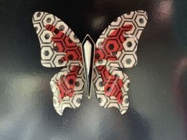 Mod Style Butterfly Brooch - Large Lea Stein Butterfly Pin in Red, White and Black