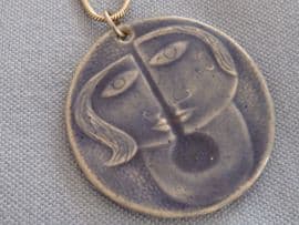 Modernist Ceramic Pendant with a touch of Picasso about it on Sterling Silver Chain (sold)