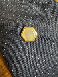 Mother of Pearl Hexagon  Tie Tack - Circa 1970s