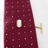 Mother of Pearl Tie Pin - A 1970's Tie Tack - Natural Shell in Gold Plated Metal (SOLD)
