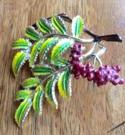Mountain Ash Brooch by Exquisite - Realistic Rowan Tree Pin from 1960s