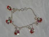 New Lampworked Glass Bead and Silver Ball Bracelet with Matching Earrings (Sold)