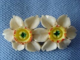 Old Carved Bone Narcissis Flower Brooch - 1930s onwards