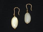Old Mother of Pearl Beads on Chunky 9ct Gold Earwires SOLD