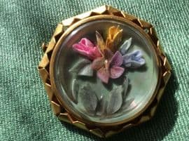 On hold 1930s to 1940s Lucite Floral Brooch on Metal Gallery