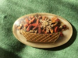On hold 1940s Vintage Lucite Brooch with Leather Flowers